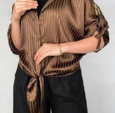 شومیز گره ای شاین لمه خطی