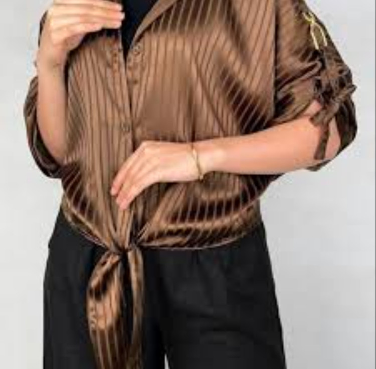 شومیز گره ای شاین لمه خطی