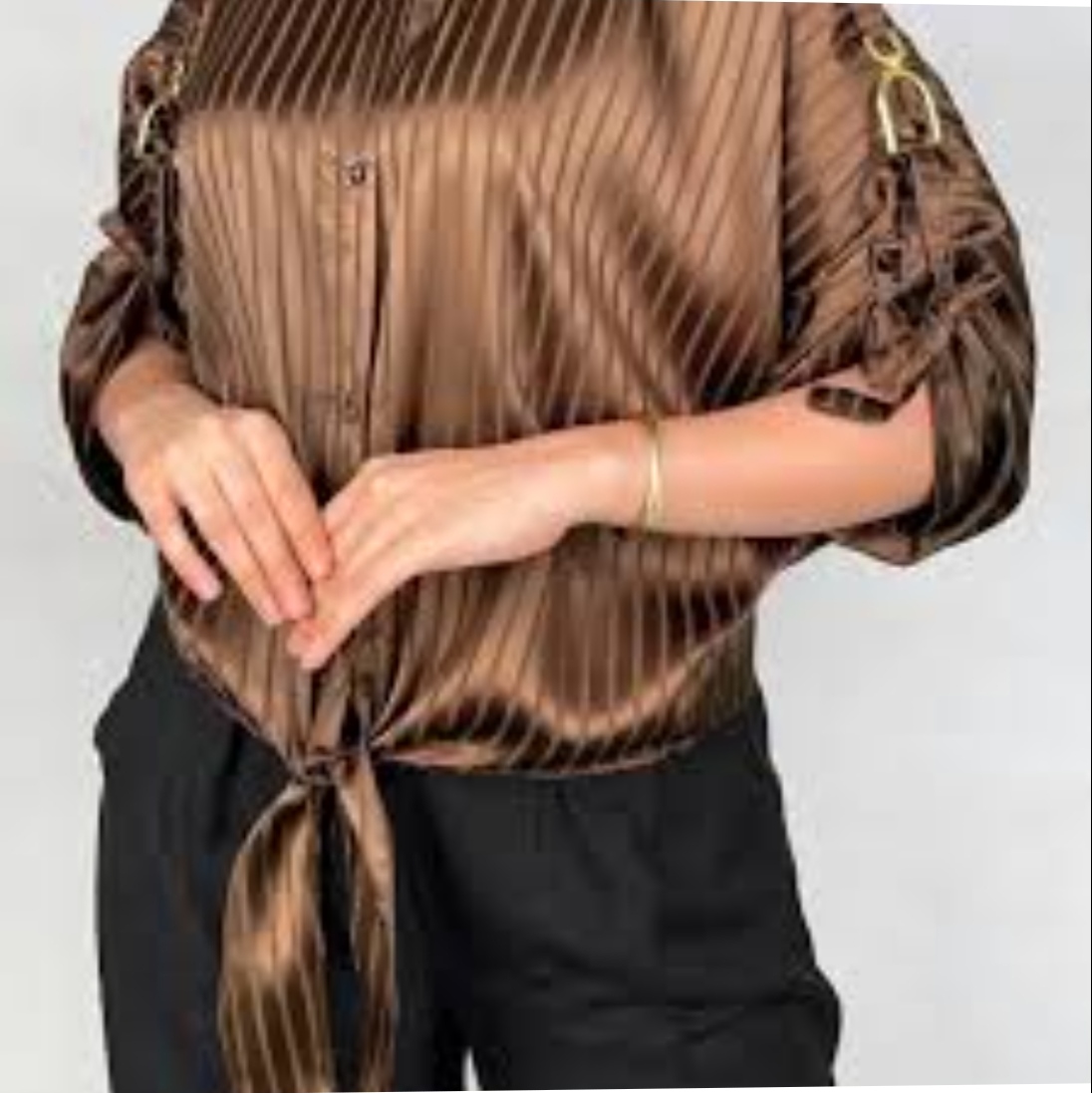 شومیز گره ای شاین لمه خطی
